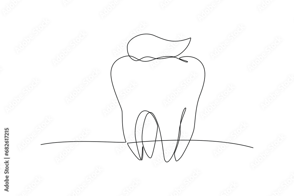 Continuous one line drawing Dental care. Dental concept. Doodle vector illustration. Continuous one line drawing Dental care. Dental concept. Doodle vector illustration.