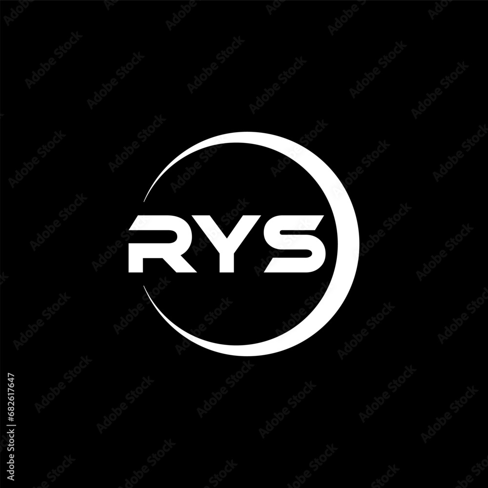 RYS letter logo design with black background in illustrator, cube logo, vector logo, modern alphabet font overlap style. calligraphy designs for logo, Poster, Invitation, etc. - obrazy, fototapety, plakaty 