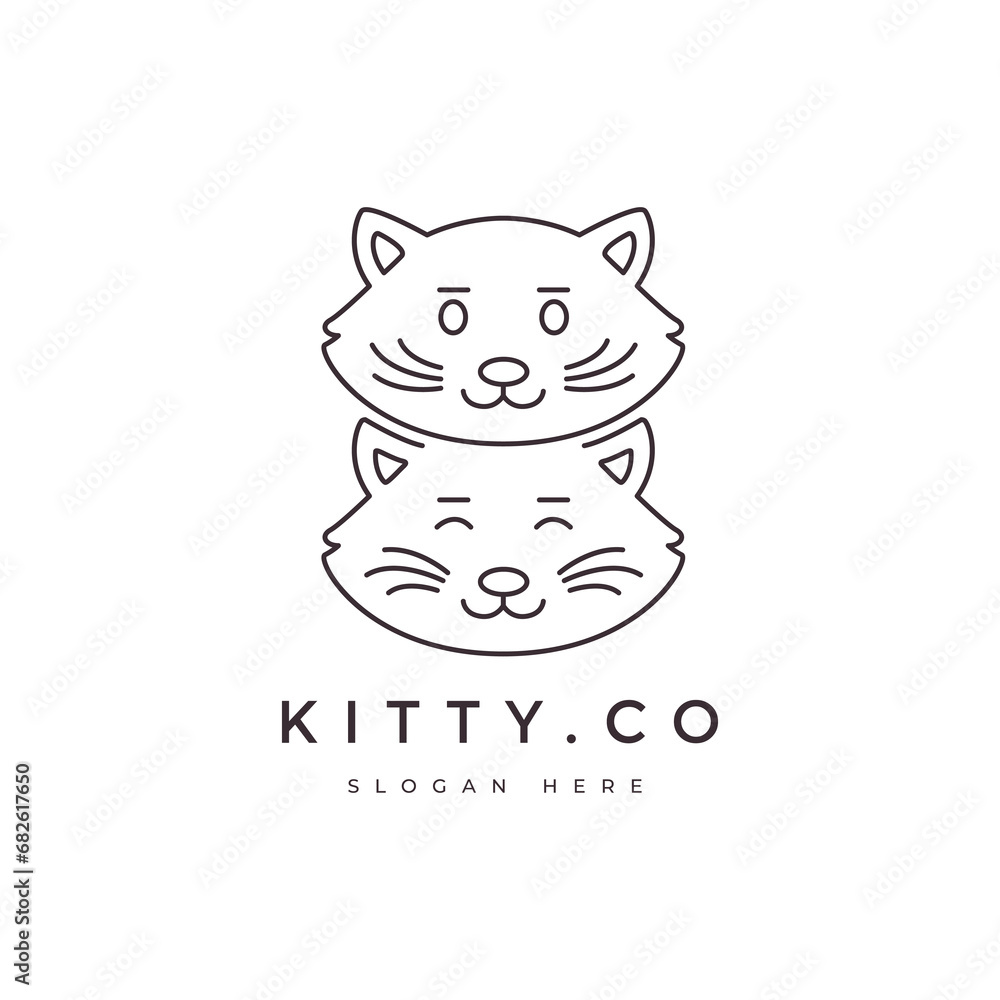 pet animal dog cat mammal friend line logo design graphic vector