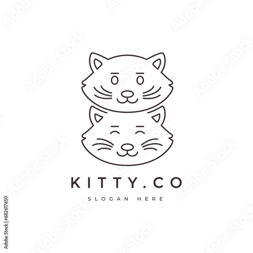 pet animal dog cat mammal friend line logo design graphic vector