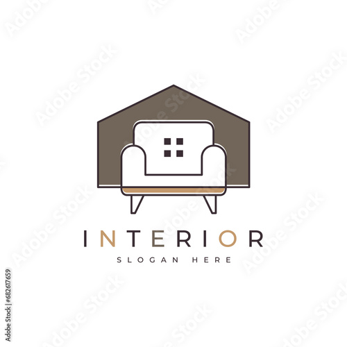 house interior furniture industry logo design graphic vector