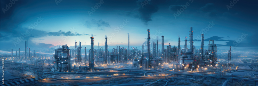 Aerial view oil refinery, refinery plant, refinery factory - obrazy, fototapety, plakaty 