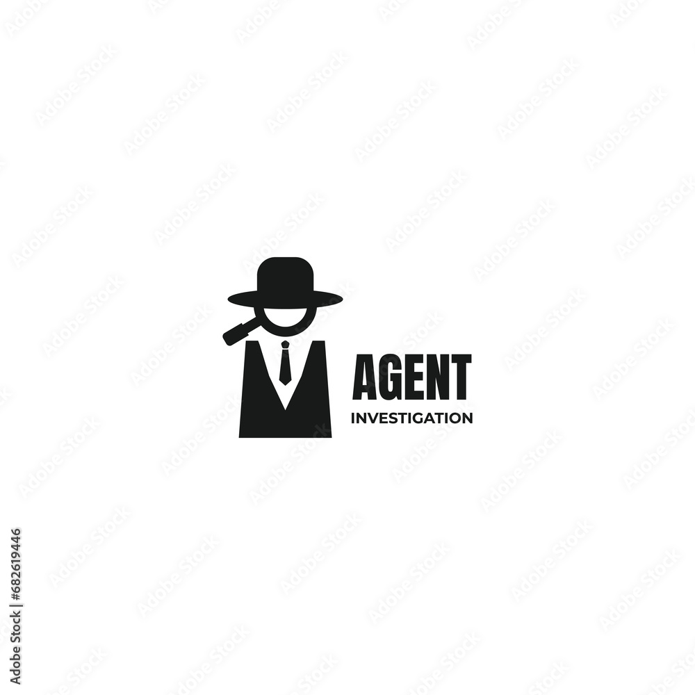 Modern and unique black hat detective illustration logo design concept vector