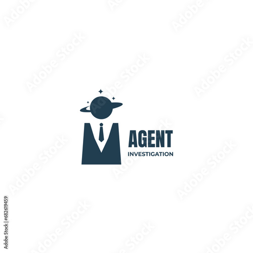 Space detective logo concept, space investigation logo design illustration