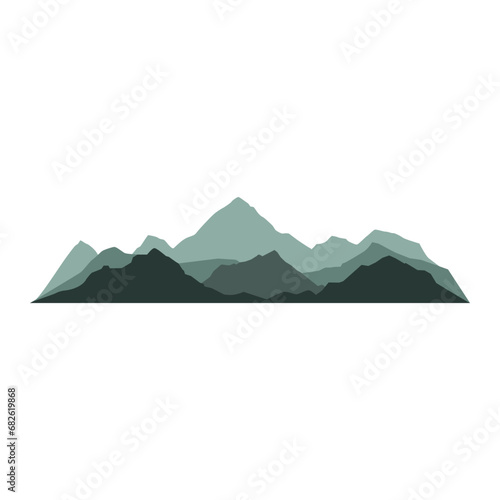 Mountain landscape silhouette. Vector panoramic landscape with green silhouettes of trees and hills. Vector illustration. © OGustamil Studios
