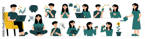 Financial management by gen Z illustration. Finance and gen Z illustration. 
