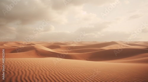 A vast  windswept desert with a massive  solitary sand dune standing as a testament to the desolation of the landscape.