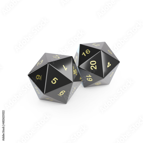 Obraz na plátně A pair of icosahedron dice isolated on white background