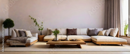 high quality  Captivating Homeliness Biggest Living Room. white color walls  sofa  wooden small table and copy space