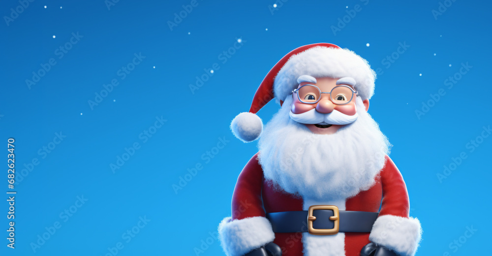 3d illustration of Santa Claus smiling on a blue background 3d illustration of Santa Claus smiling on a blue background
