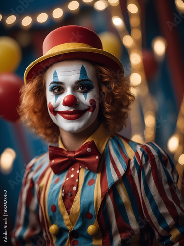 Retrato de un hombre payaso, clown, en un circo