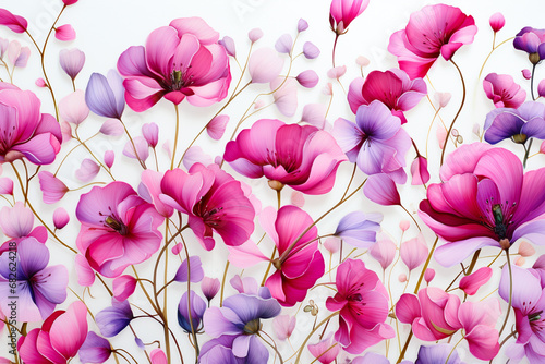 Pink sweet pea flowers on white background.  © pritsadee