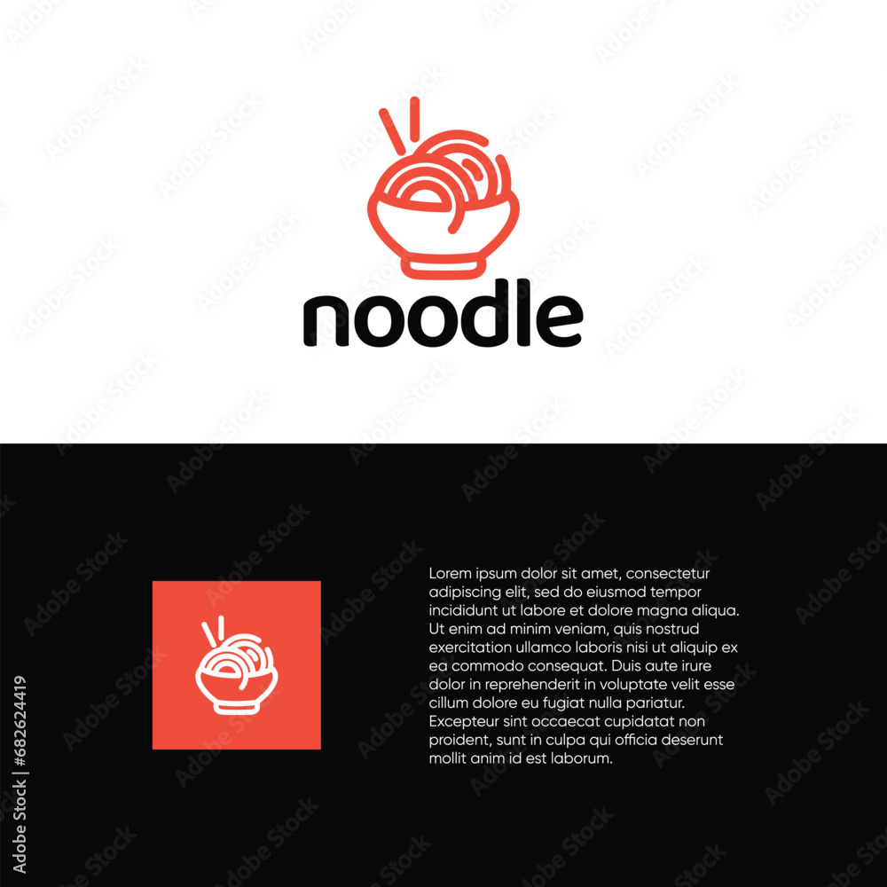 Noodles logo design vector, ramen restaurant logo concept