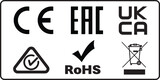 Industrial certificate standard safety logo EAC, RoHS, CE. UKCA marking or UKCA Mark Certification and Waste Electrical. 