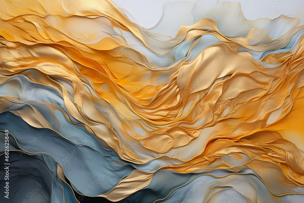 Gold and teal blue abstract waves luxury background. Golden colors ...
