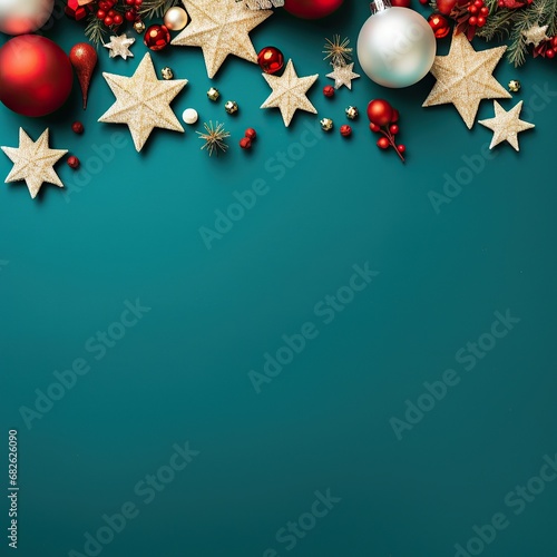 Christmas decorations on a green background © Kowit