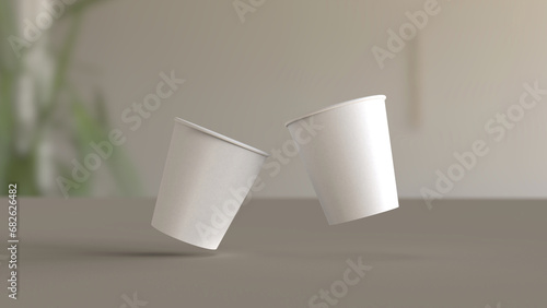 Presenting a high-quality mock-up file for a 6.5oz paper cup or coffee cup, featuring a clean and harmonious background. This mock-up file is designed for logo and branding presentations. 
