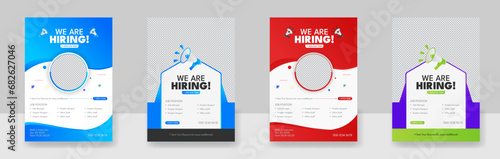 We are hiring flyer design. Job offer leaflet template. Job vacancy flyer poster template design, We Are Hiring Flyer Poster photo
