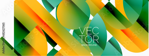 Abstract masterpiece formed by delicate interplay of circles, squares, and triangles. Geometric elements converge in harmonious chaos, evoking sense of modern creativity. Symphony of shapes
