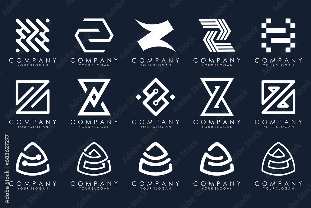 Set of abstract letter z logo design. icons for business of luxury elegant, simple with white color Set of abstract letter z logo design. icons for business of luxury elegant, simple with white color