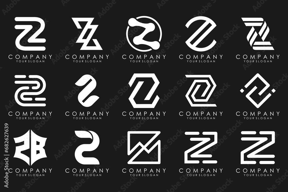 Set of abstract letter z logo design. icons for business of luxury elegant, simple with white color Set of abstract letter z logo design. icons for business of luxury elegant, simple with white color