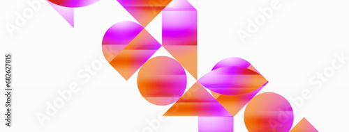 Serene gradient template. Circles and triangles mingle in minimalist perfection. Gentle fusion of forms and hues creates balanced yet captivating backdrop, embodying modern sophistication