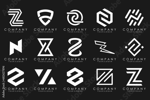 Set of abstract letter z logo design. icons for business of luxury elegant  simple with white color