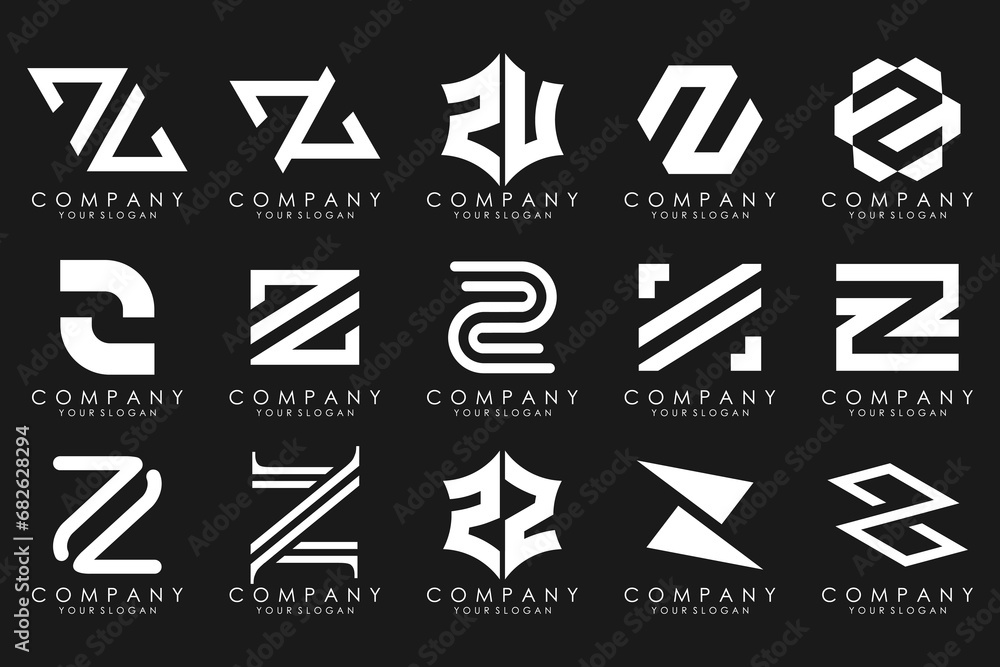 Set of abstract letter z logo design. icons for business of luxury elegant, simple with white color Set of abstract letter z logo design. icons for business of luxury elegant, simple with white color