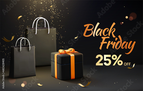 3D luxurious Black Friday banner