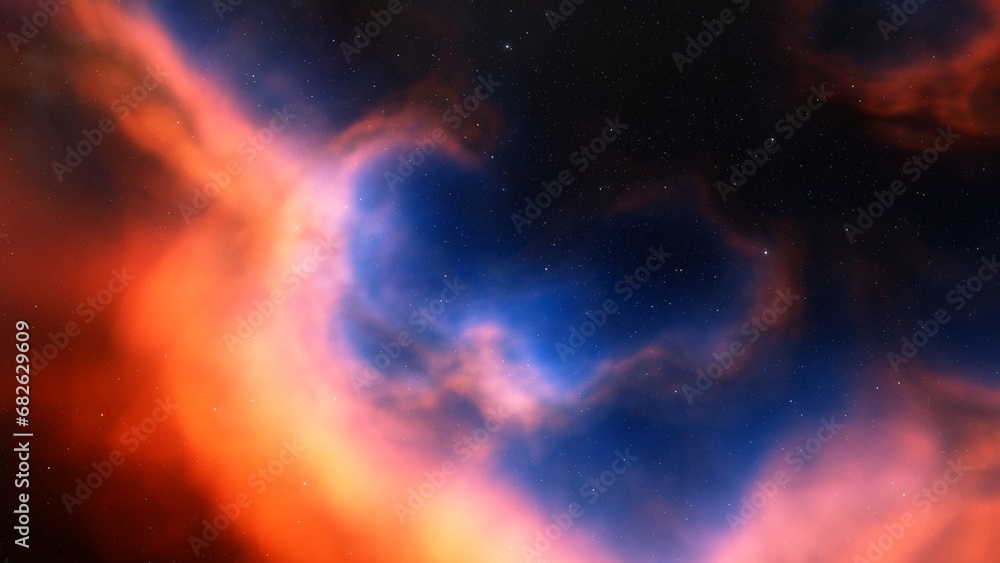 Fototapeta premium nebula gas cloud in deep outer space, science fiction illustration, colorful space background with stars 3d render 