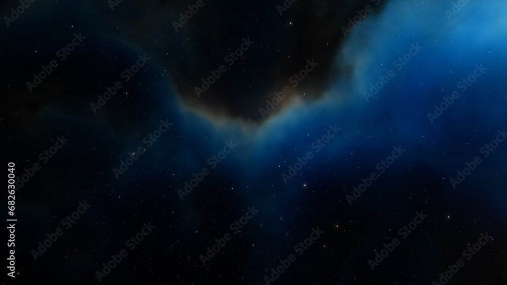 Cosmic background with a blue purple nebula and stars