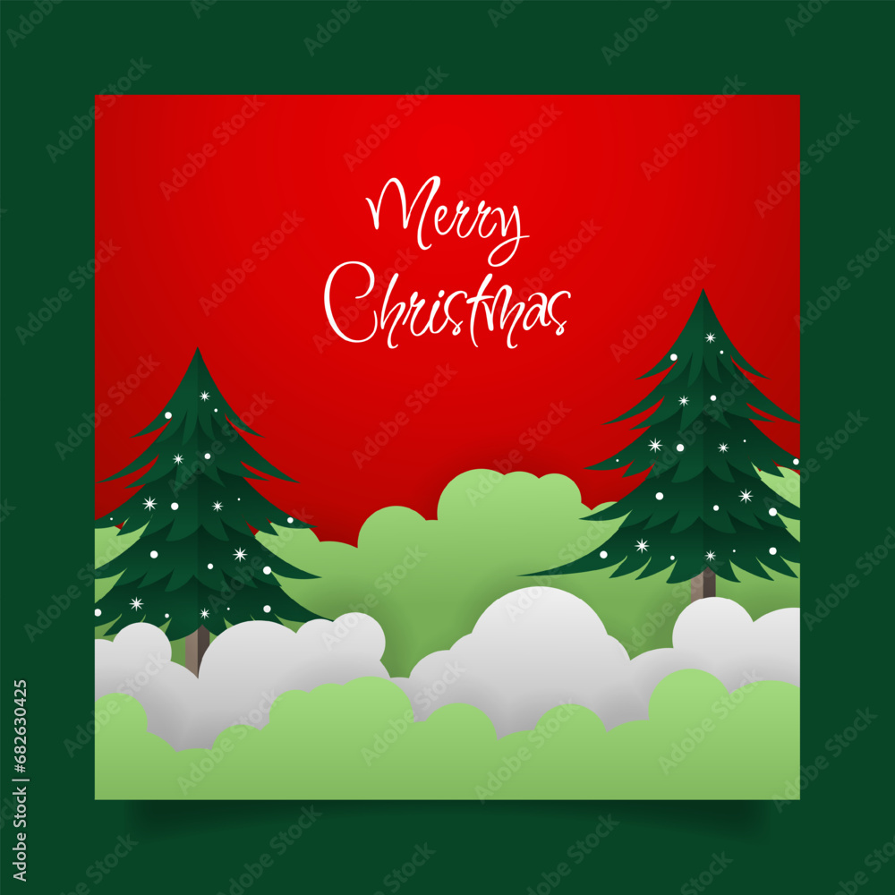 Fototapeta premium Christmas tree in Paper Cut out style. - Vector.