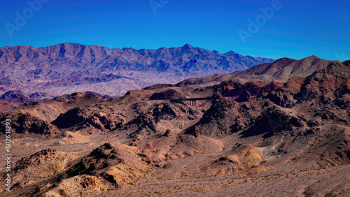 The dry desert lands at Boulder City from above aerial view - aerial photography
