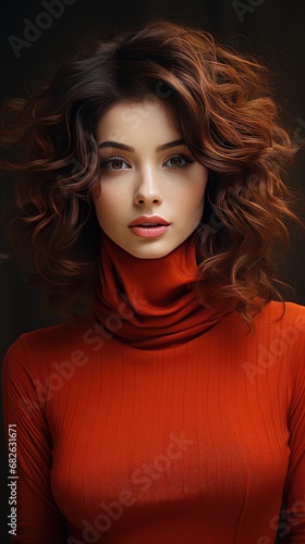 Beautiful Japanese woman with flowing golden curls. Generative Ai. © MinixT