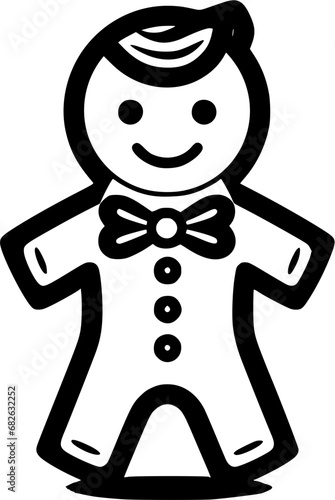 Christmas Gingerbread Man Vintage Icon in Hand-drawn Style