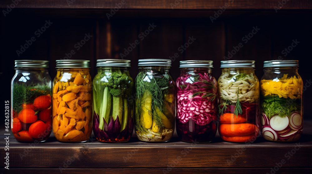 jars of pickled vegetables jars of pickled vegetables