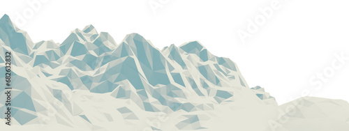 Ice mountain. Low poly terrain. photo