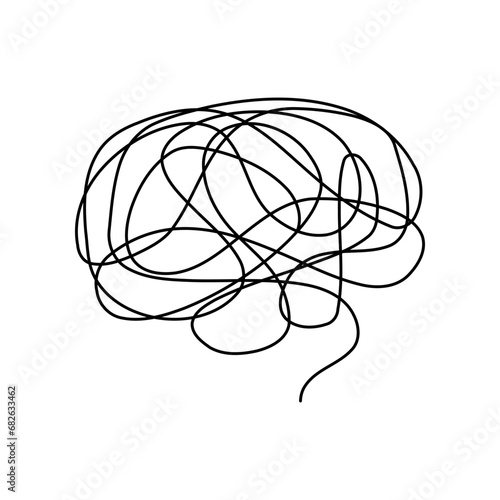 Black line tangle brain idea icon flat vector design