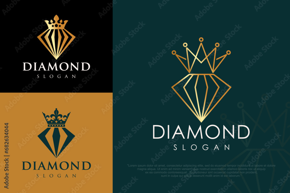Diamond Crown Logo Concept sign icon symbol Design. Diamond King Logo Design vector. Diamond Crown Logo Concept sign icon symbol Design. Diamond King Logo Design vector.