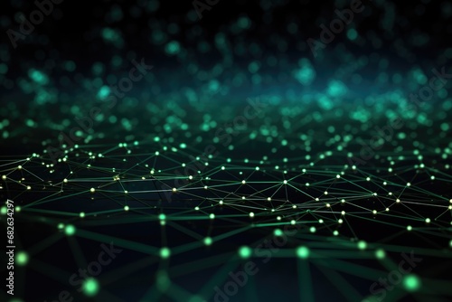 3d render of abstract digital technology background with connecting dots and lines, Abstract digital background with binary code flowing through a network of interconnected nodes, AI Generated