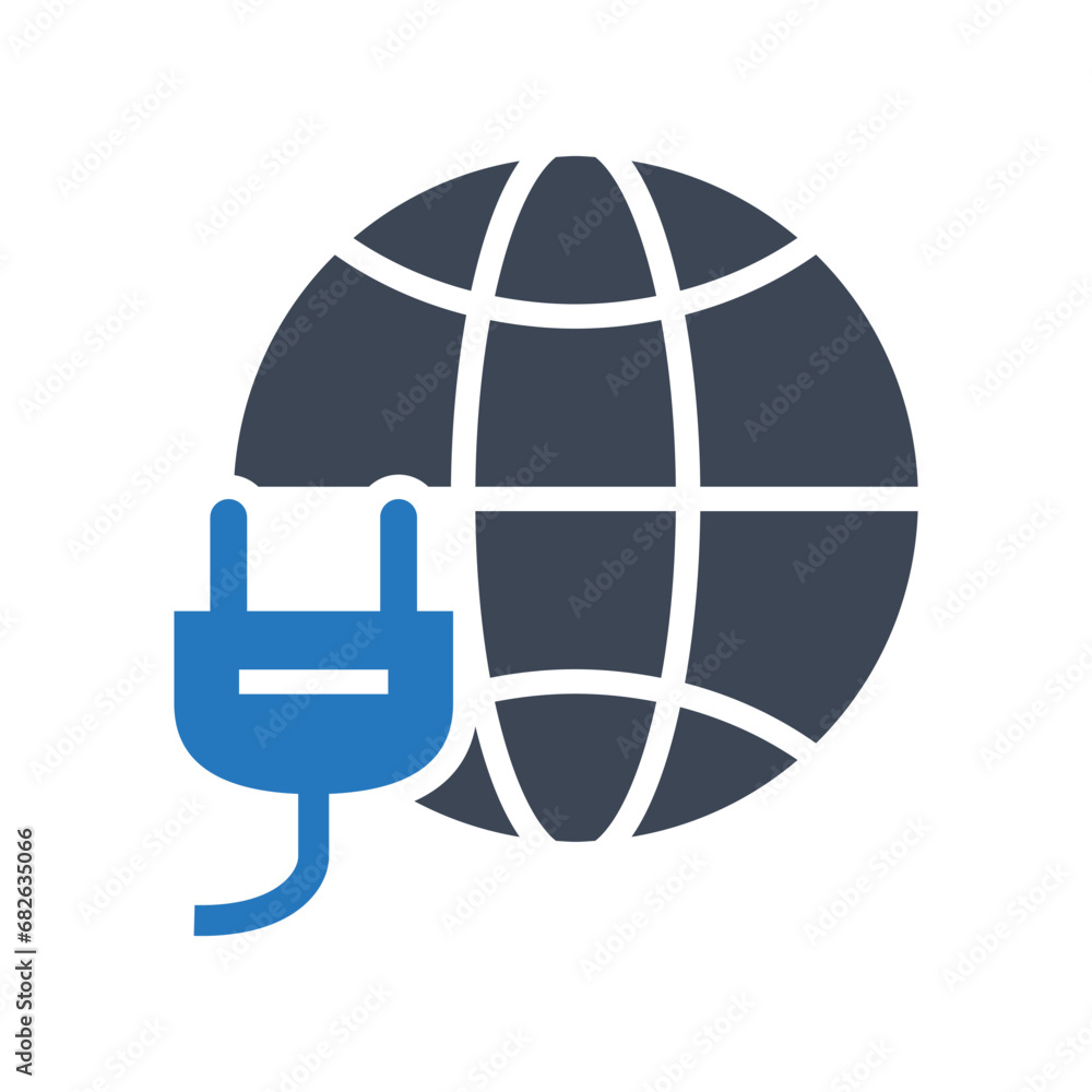 World earth electricity vector icon World earth electricity vector icon