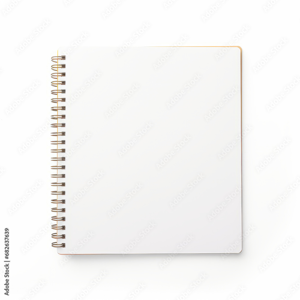 a blank spiral notebook isolated on a white background a blank spiral notebook isolated on a white background