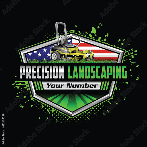 This eye-catching logo is perfect for lawn care and services businesses. lawn mower and services illustration logo