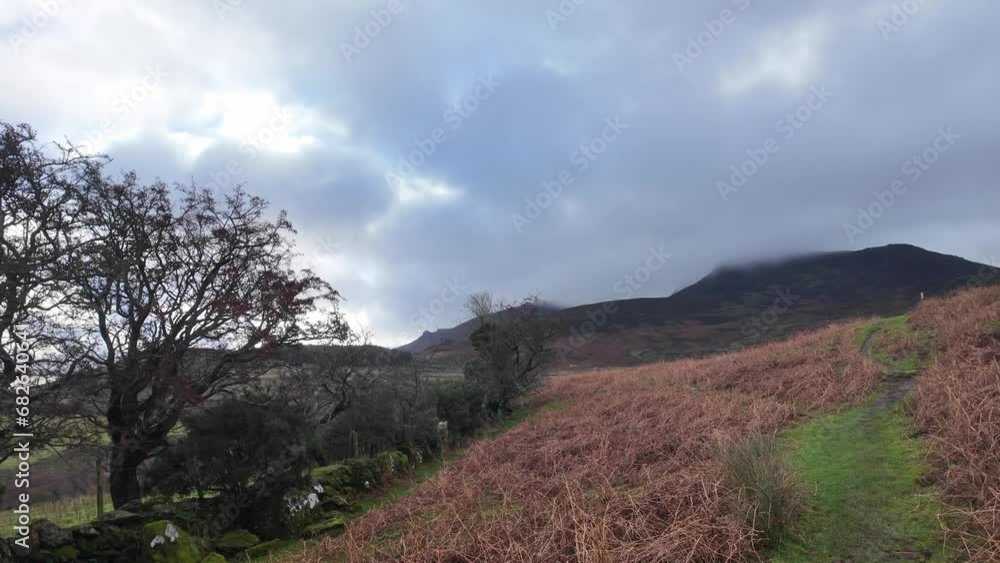 Mountainside trail to the mountains on a cold winter day Comeragh Mountains Waterford Ireland Mountainside trail to the mountains on a cold winter day Comeragh Mountains Waterford Ireland