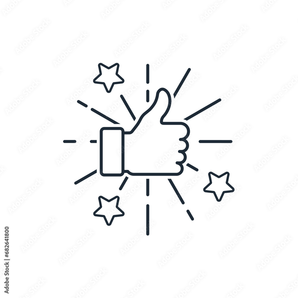 Excellent result. Satisfaction. Vector linear illustration icon isolated on white background. Excellent result. Satisfaction. Vector linear illustration icon isolated on white background.