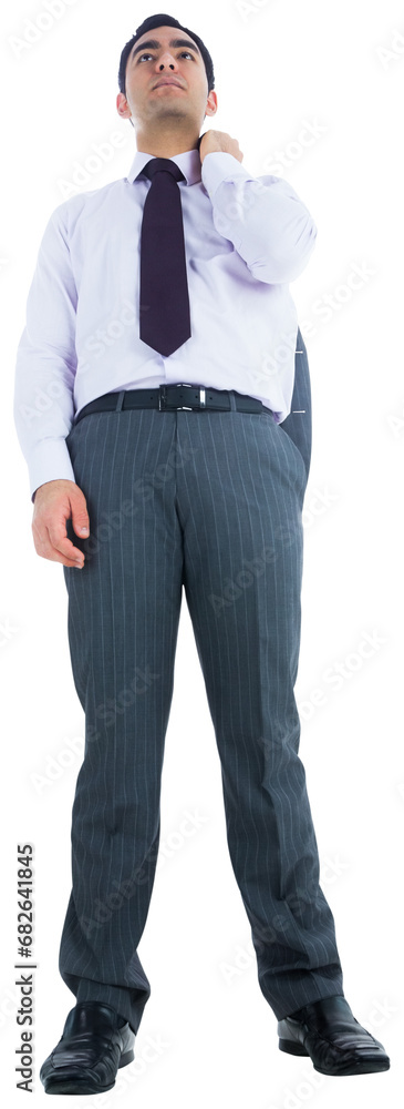© vectorfusionart - Digital png photo of caucasian businessman looking up on transparent background © vectorfusionart - Digital png photo of caucasian businessman looking up on transparent background