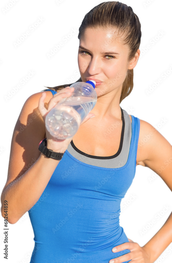 Digital png photo of caucasian woman drinking water on transparent background Digital png photo of caucasian woman drinking water on transparent background