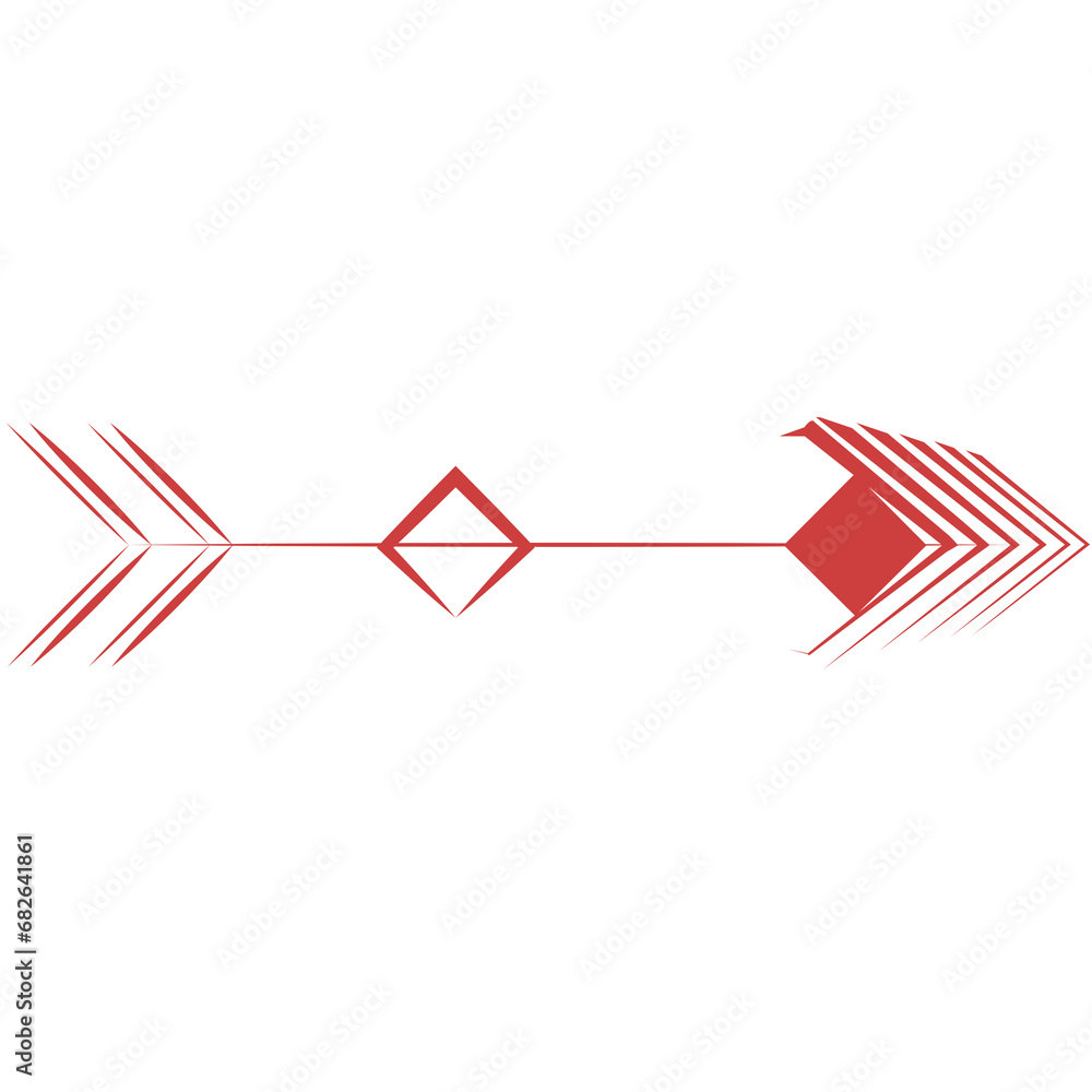 Fototapeta premium Digital png illustration of red arrow and shapes on transparent background