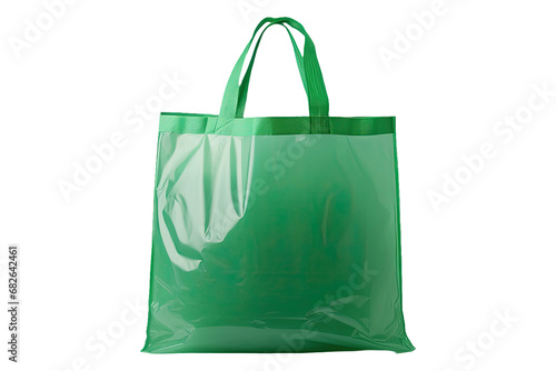 Green plastic bag isolated on white with clipping path