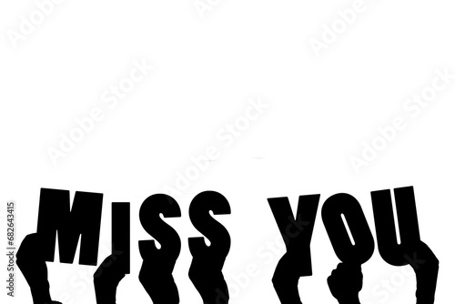 Digital png illustration of hands and miss you text on transparent background